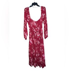 Lulus Floral Print Tie-Back Midi Dress